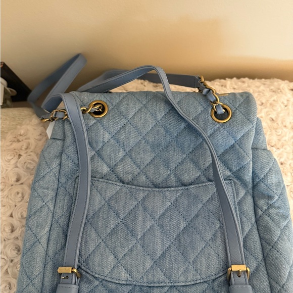 CHANEL Light Blue Quilted Backpack - Picture 15 of 16